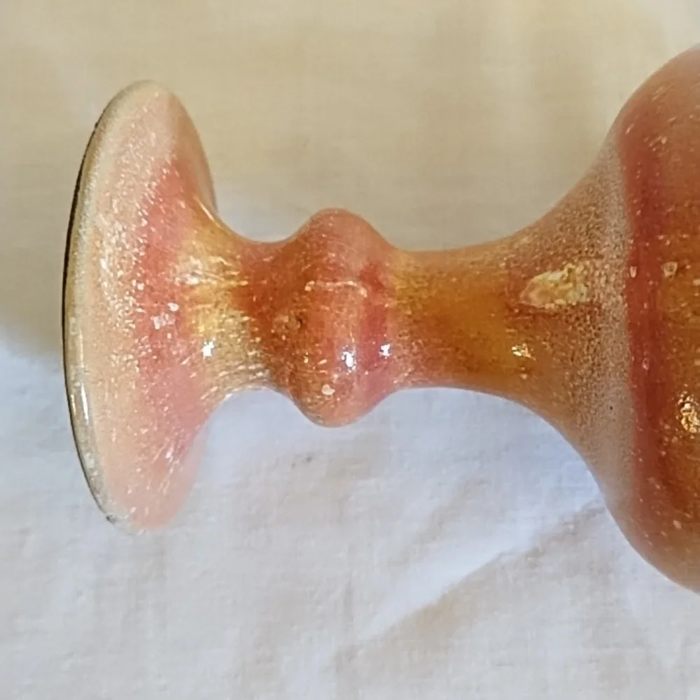 GOBLET OR CHALICE, WHEEL-THROWN STONEWARE POTTERY, DISTINCTIVE 2-TONE DRIP GLAZE